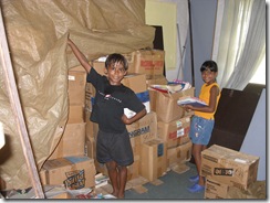 Library books in storage