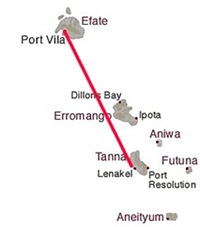 Flight from Port Vila south to Tanna