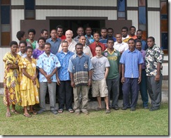 Genesis course participants with Maurice Nicholson left of center