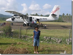 Jasmine and our plane landed at Norsup, Malekula