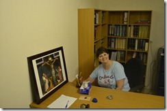 Marilyn setting up Gary's new office