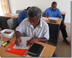 Students coloring Bible Lands maps